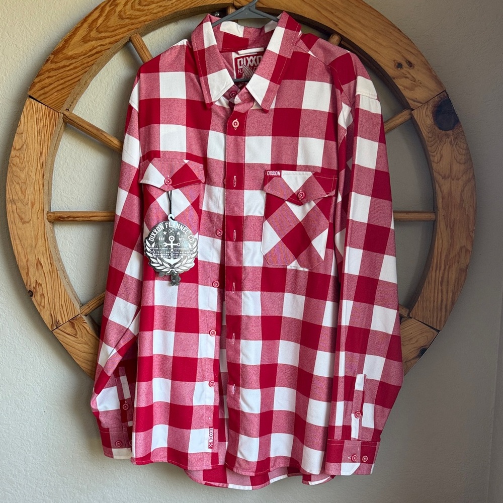 DIXXON Red and White Checkered Casual Shirt